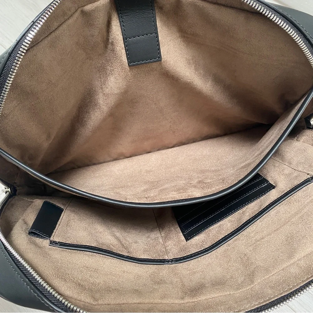 Serapian black Leather Document laptop Case